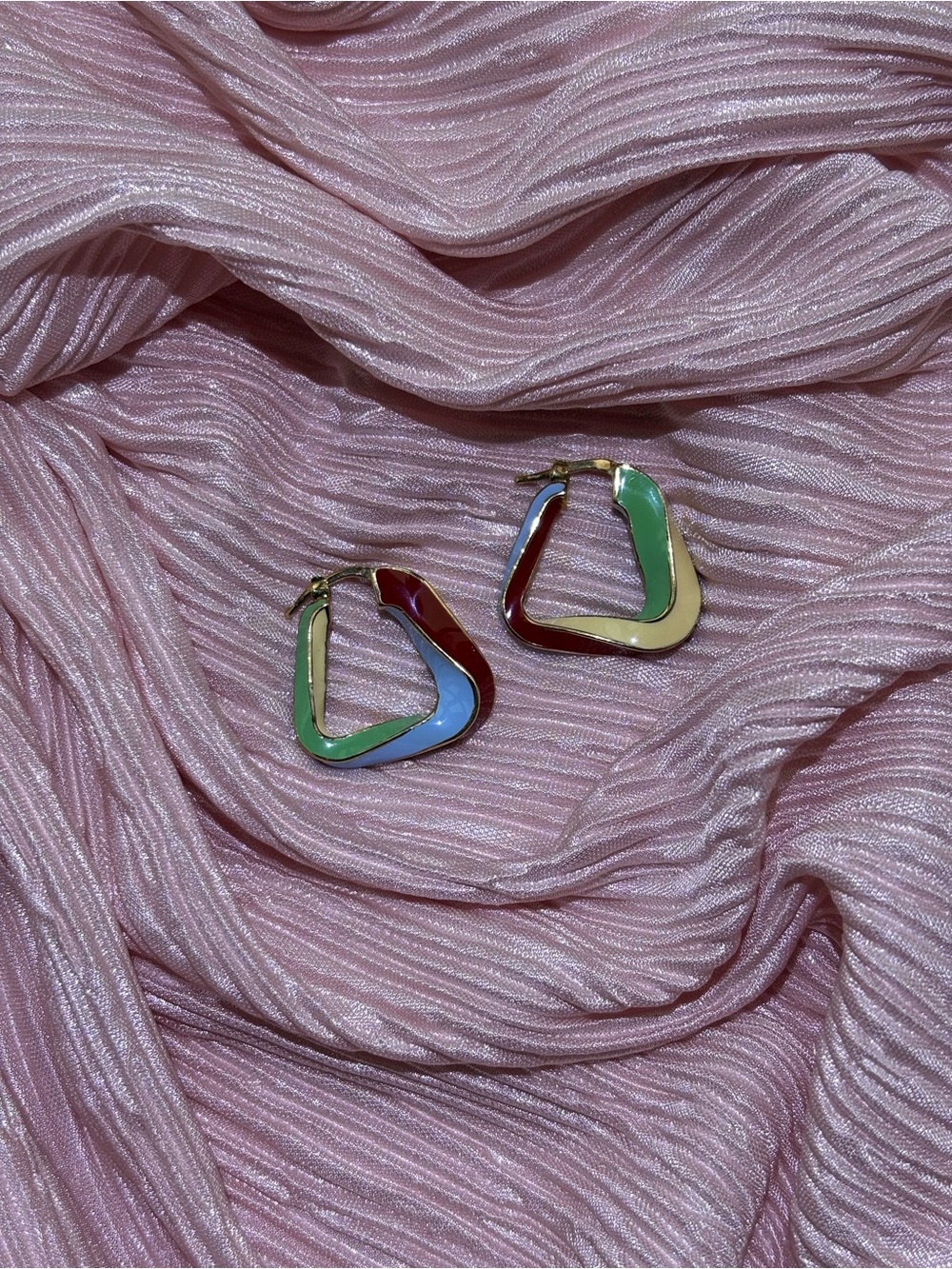 Bottega Veneta twist triangle enamel earrings